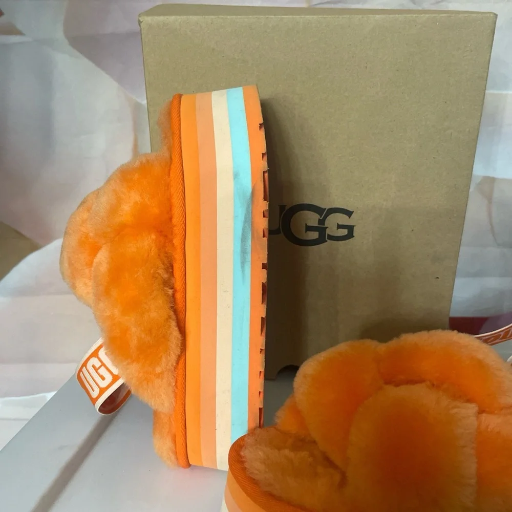 UGG Orange Fluffy Platform Sandals - Picture 2 of 5